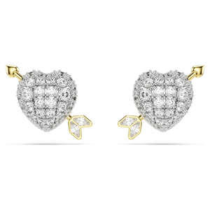 IDYLLIA STUD EARRINGS HEART W ARROW - WHITE, MIXED-METALS