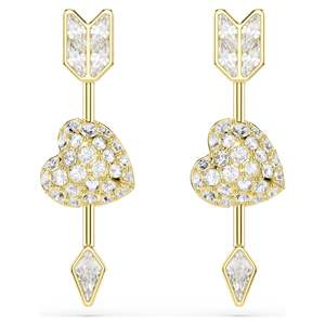 IDYLLIA DROP EARRINGS HEART W ARROW - WHITE, GOLD