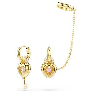 Earring: IDYLLIA DROP EARRINGS W EAR CUFF - PINK, GOLD