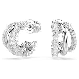 Earring: HYPERBOLA HOOP EARRINGS MINI - WHITE, RHODIUM