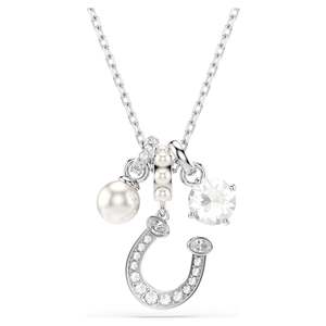 Necklace: SYMBOLICA PENDANT PEARL HORSESHOE - WHITE, RHODIUM