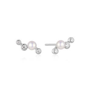 STAR ZIG-ZAG SHELL PEARL STUD EARRINGS