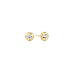 TIDE TEXTURED BEZEL-SET STUD EARRINGS