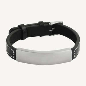 Bracelet: MEMENTO MEN'S LEATHER BUCKLE IDENTITY BRACELET