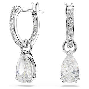 STILLA DROP EARRINGS - WHITE, RHODIUM