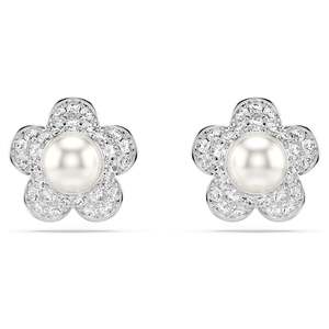 Earring: ARIANA GRANDE X STUD EARRINGS FLOWER - WHITE, RHODIUM