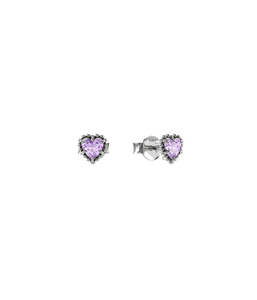 DAHLIA HEART STUDS PINK AMETHYST