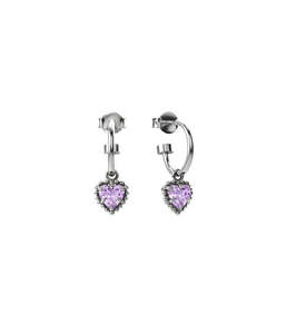 DAHLIA HEART ANCHOR EARRINGS PINK AMETHYST