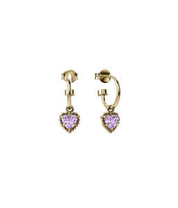 DAHLIA HEART ANCHOR EARRINGS PINK AMETHYST