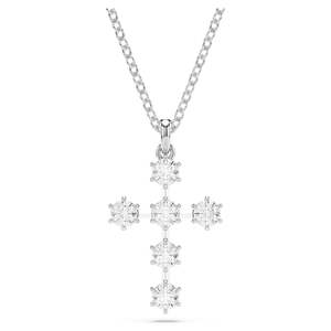 Necklace: INSIGNE PENDANT CROSS - WHITE, RHODIUM