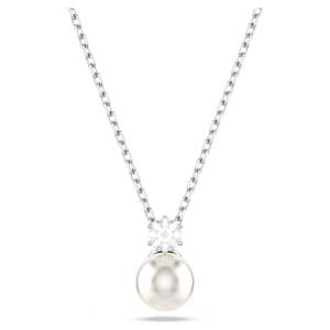 Necklace: MATRIX PENDANT PEARL - WHITE, RHODIUM