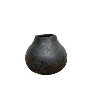 Homewares: Earthenware Short Wide Vessel Black