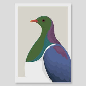Art Books Wall Art: Kererū Profile art print - A1 Framed