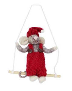 Toys: Small Girl Mouse w/Red Dress on swing