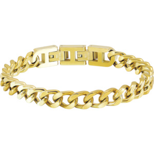 DANDY: 10MM IP GOLD STEEL CURB CHAIN, ADJUSTABLE.