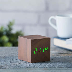 Gingko: Gingko - Walnut Green LED - Cube Click Clock