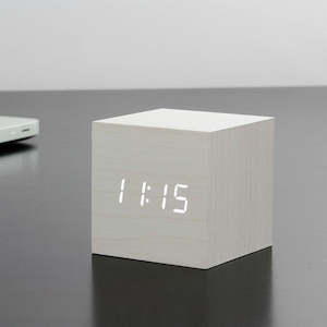 Gingko: Gingko White LED - Cube Click Clock White