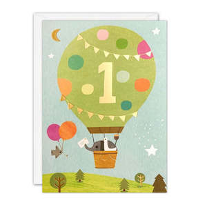 James Ellis: James Ellis - Age 1 Balloons Acorns - 1st Birthday Card