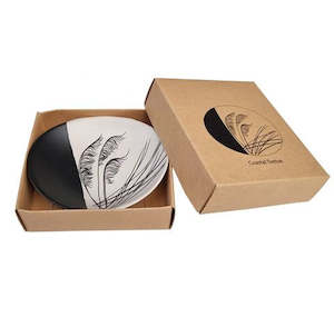 Jo Luping Design - Coastal Toetoe Dipped Black on White - 10cm Porcelain Bowl