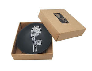 Jo Luping Design - White Ponga On Grey - 10cm Porcelain Bowl