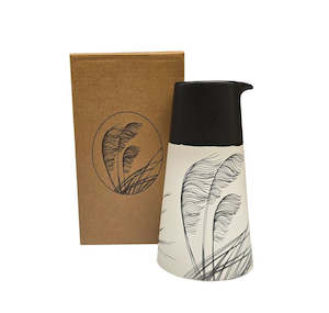 Jo Lupin: Jo Luping Design - Toetoe Black on White - Porcelain Jug