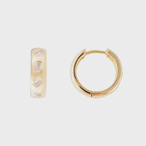 Fairley: Scatter Baguette Midi Hoops (Gold)
