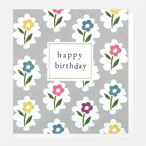Birthday: Caroline Gardner - Coloured Flowers - Birthday Card
