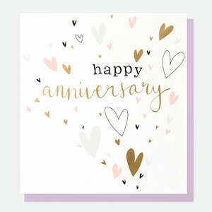 Anniversary: Caroline Gardener - Pink & Gold Hearts - Anniversary Card