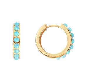 F- Blue Opal Crystal Midi Hoops