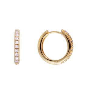 F- Pave Midi Hoops - White