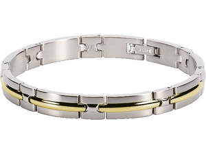TRINIDAD: BRACELET STEEL BI-COLOUR GOLD/IP 8MMX21CM ADJUSTABLE.