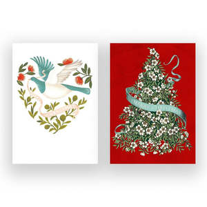 Wolfkamp & Stone - Kereru & Manuka Tree 8 Pkt - Christmas Notecard