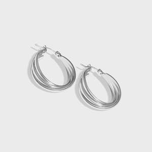 Steel Me Silver Triple Ring Earrings