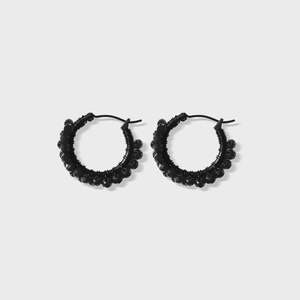 Steel Me Black Stone & Black Hoop Earrings
