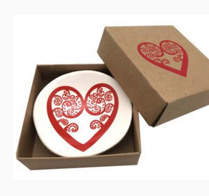 Jo Luping Design - Red Aroha Fern On White - 7cm Porcelain Bowl