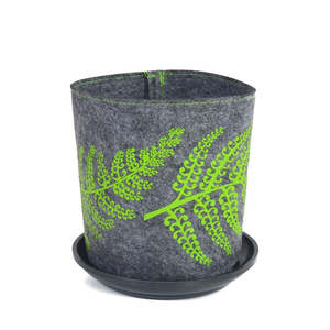 Home Decor: Jo Luping Design - Green Fern On Mid Grey - Ecofelt Growbag