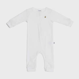 Baby: Cotton Zip Babygrow 6mth - White Bee