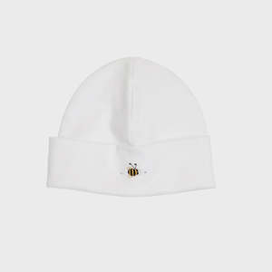Cotton Beanie - S - White Bee