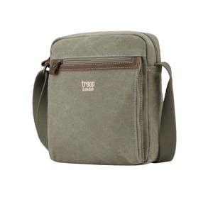 Casual Bags: TRP0218 TROOP LONDON CLASSIC CANVAS ACROSS BODY BAG - Khaki