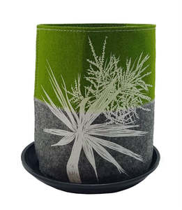 Home Decor: Jo Luping Design - Ti Kouka White On Green / Grey - Ecofelt Growbag