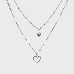 THE HEART SERIES DOUBLE CHAIN HEART NECKLACE