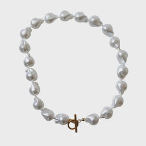 STEEL ME BAROQUE PEARL & YELLOW GOLD NECKLACE