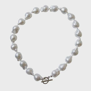 Necklaces 1: STEEL ME BAROQUE PEARL & SILVER NECKLACE
