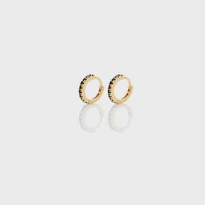 Jewellery Rings Bracelets Earrings Necklace: Petite Eternity Hoops (Black Spinel/Gold)