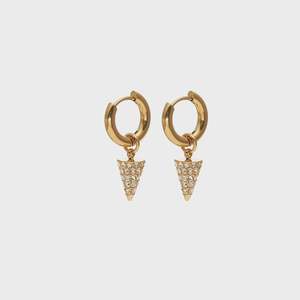 Jewellery Rings Bracelets Earrings Necklace: Voltage Hoops (Gold/CZ)