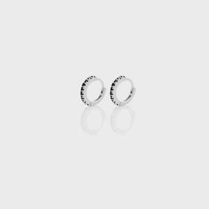 Petite Eternity Hoops (Black Spinel/Silver)