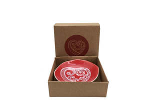 Jo Luping Design - White Aroha On Red - 7cm Porcelain Bowl