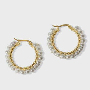 Earrings 1: Steel Me Pearl Weave Earrings