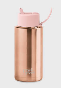 34oz Ceramic Reusable Bottle Rose Gold with Flip Straw Lid