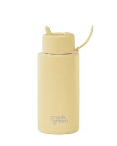 34oz Stainless Steel Ceramic Reusable Bottle Buttermilk with Flip Straw Lid
